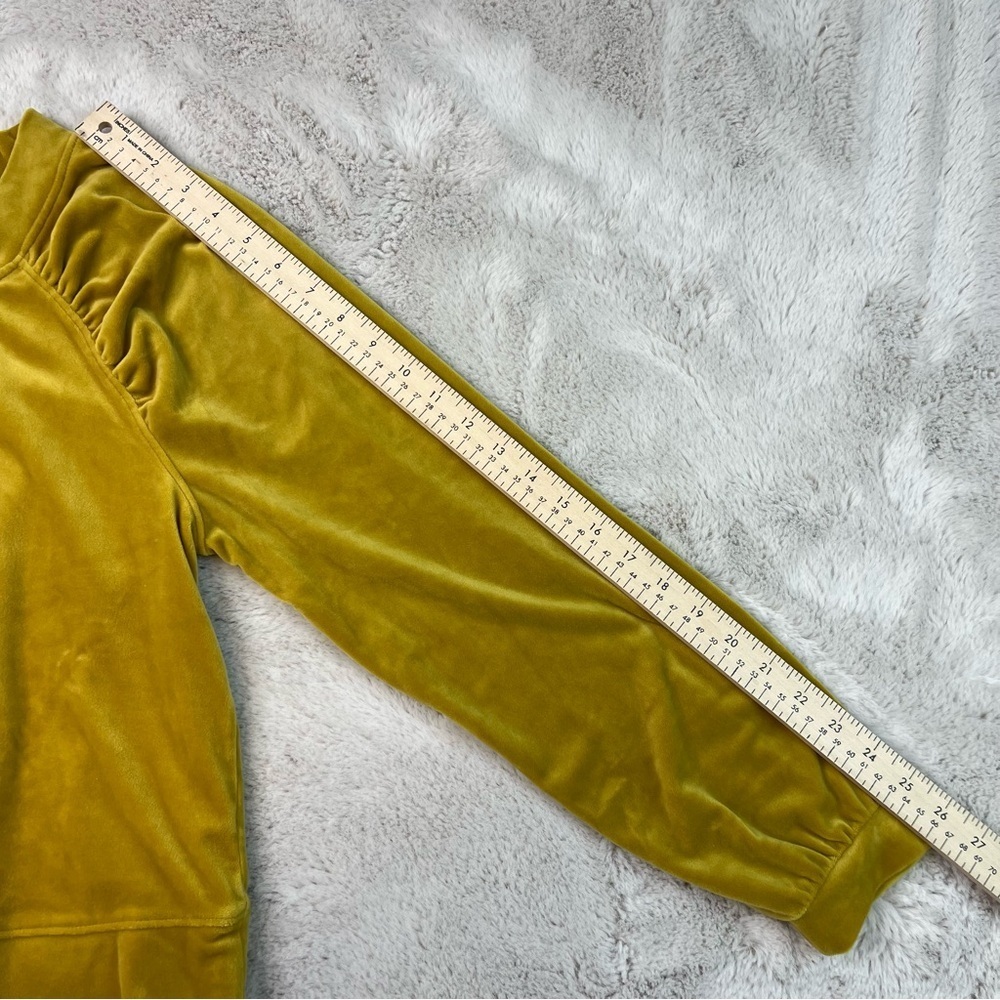Anthropologie Saturday Sunday Mustard Yellow Velour Velvet Sweater Size Small - Picture 11 of 12